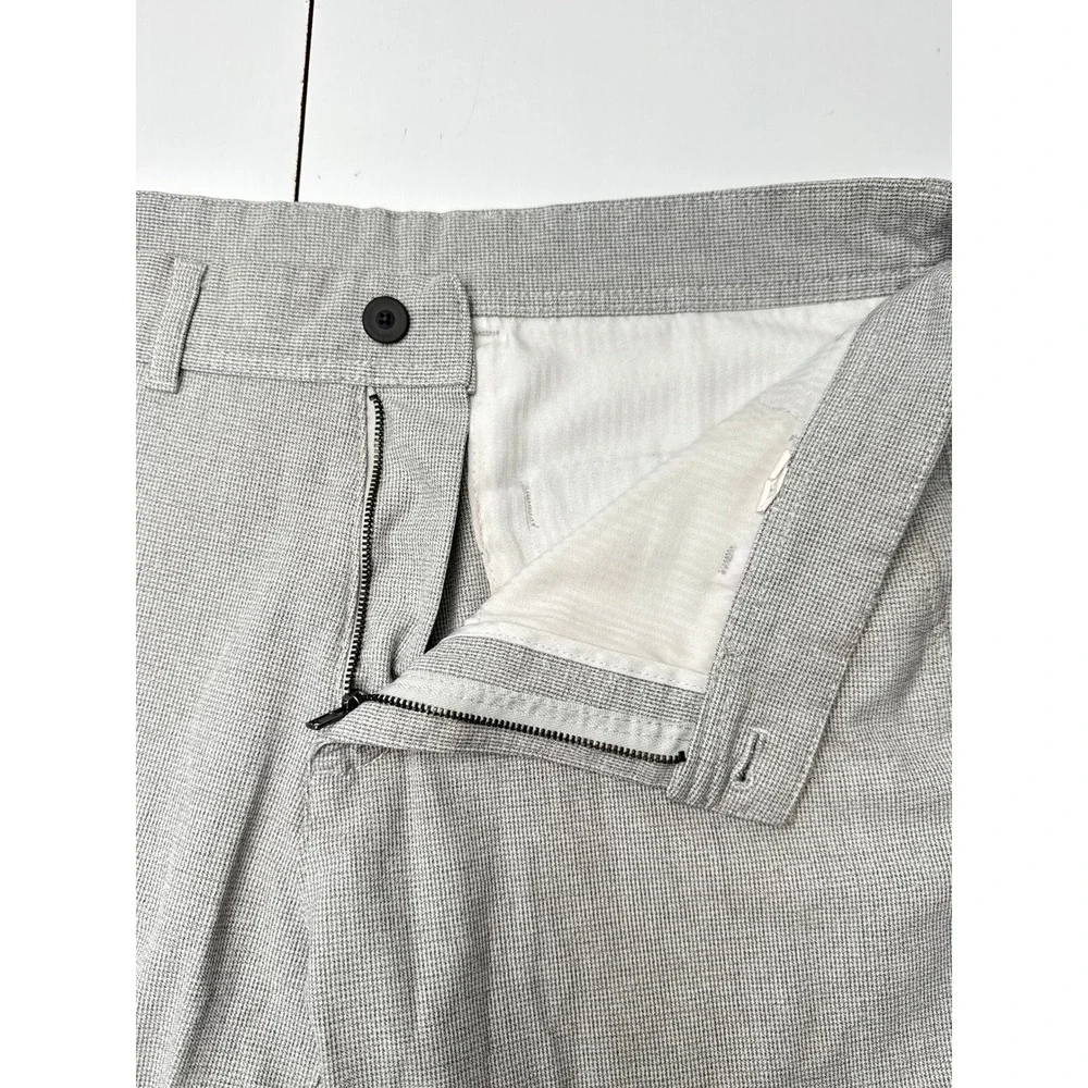 Zara Mens Grey Micro Pattern Straight Leg Trousers Size 34 Made in Turkey